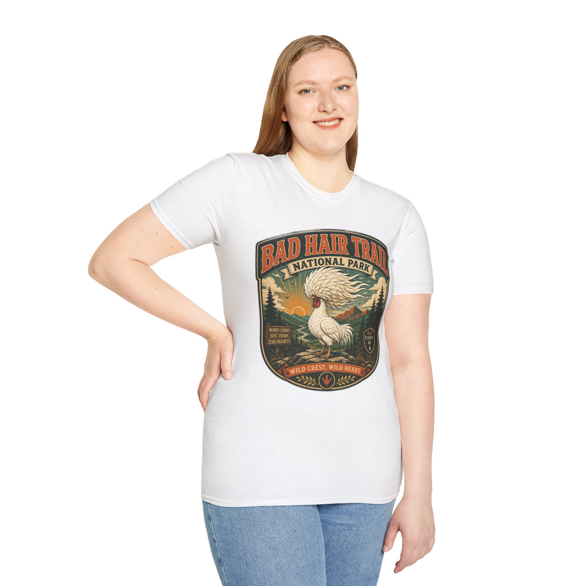 Bad Hair Trail Adventure Badge Polish Chicken T-Shirt