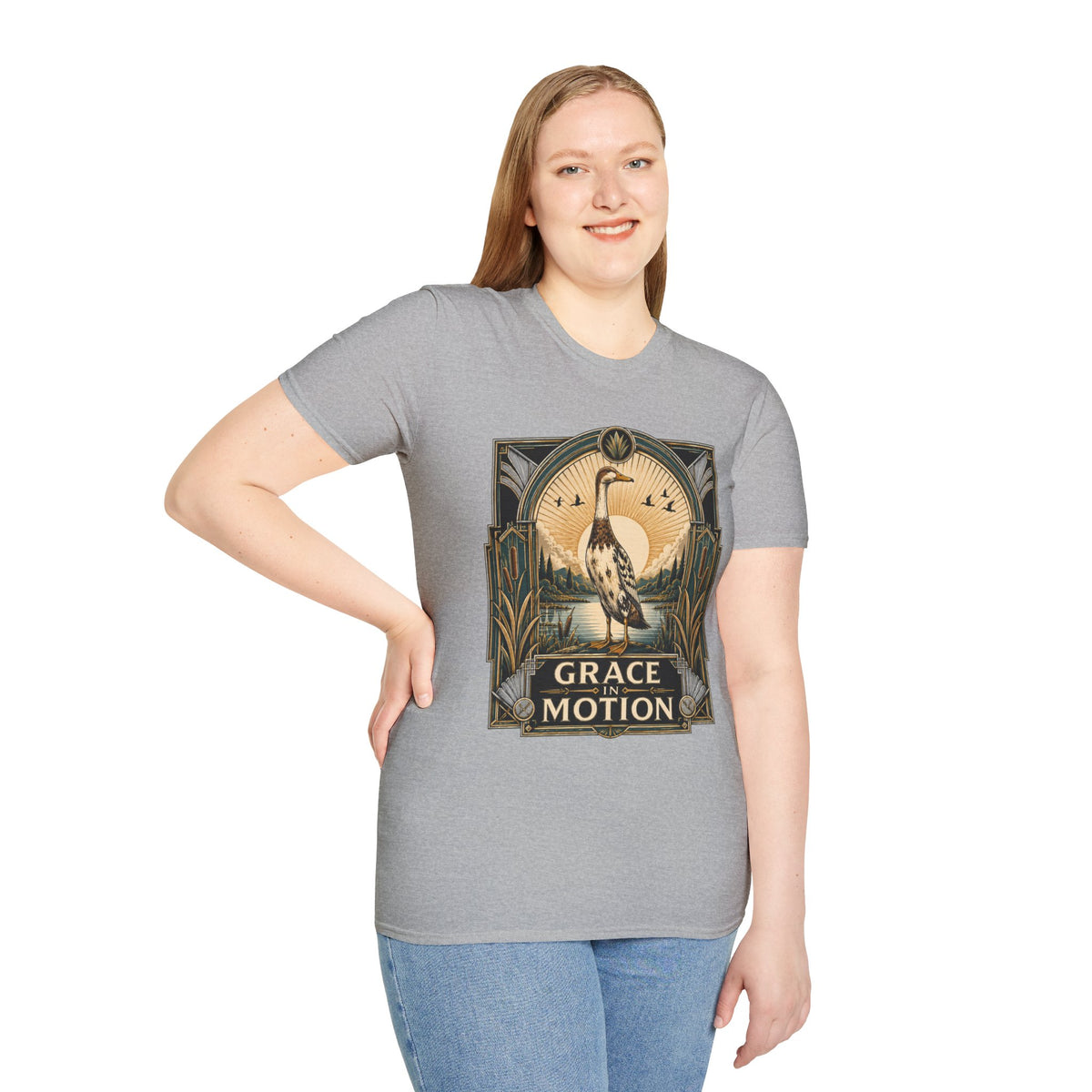 Grace in Motion Indian Runner T-Shirt — Elegant Duck Portrait Tee