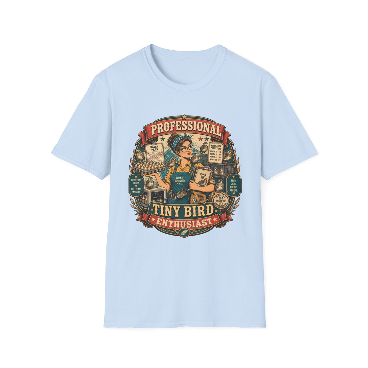 Tiny Bird Enthusiast Badge Quail T-shirt, photo 8
