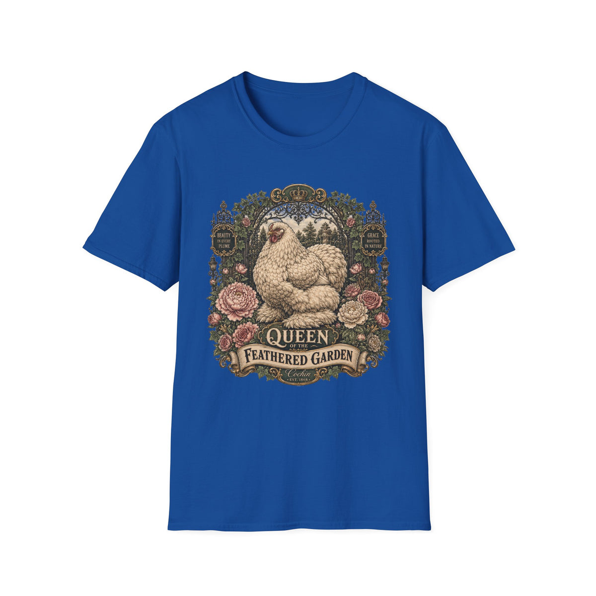 Queen of the Feathered Garden Cochin T-Shirt — Elegant Victorian Hen Tee