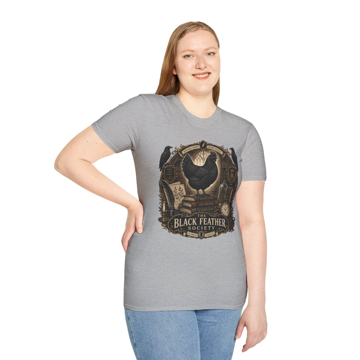 The Black Feather Society Ayam Cemani T-Shirt — Vintage Emblem Rooster Tee
