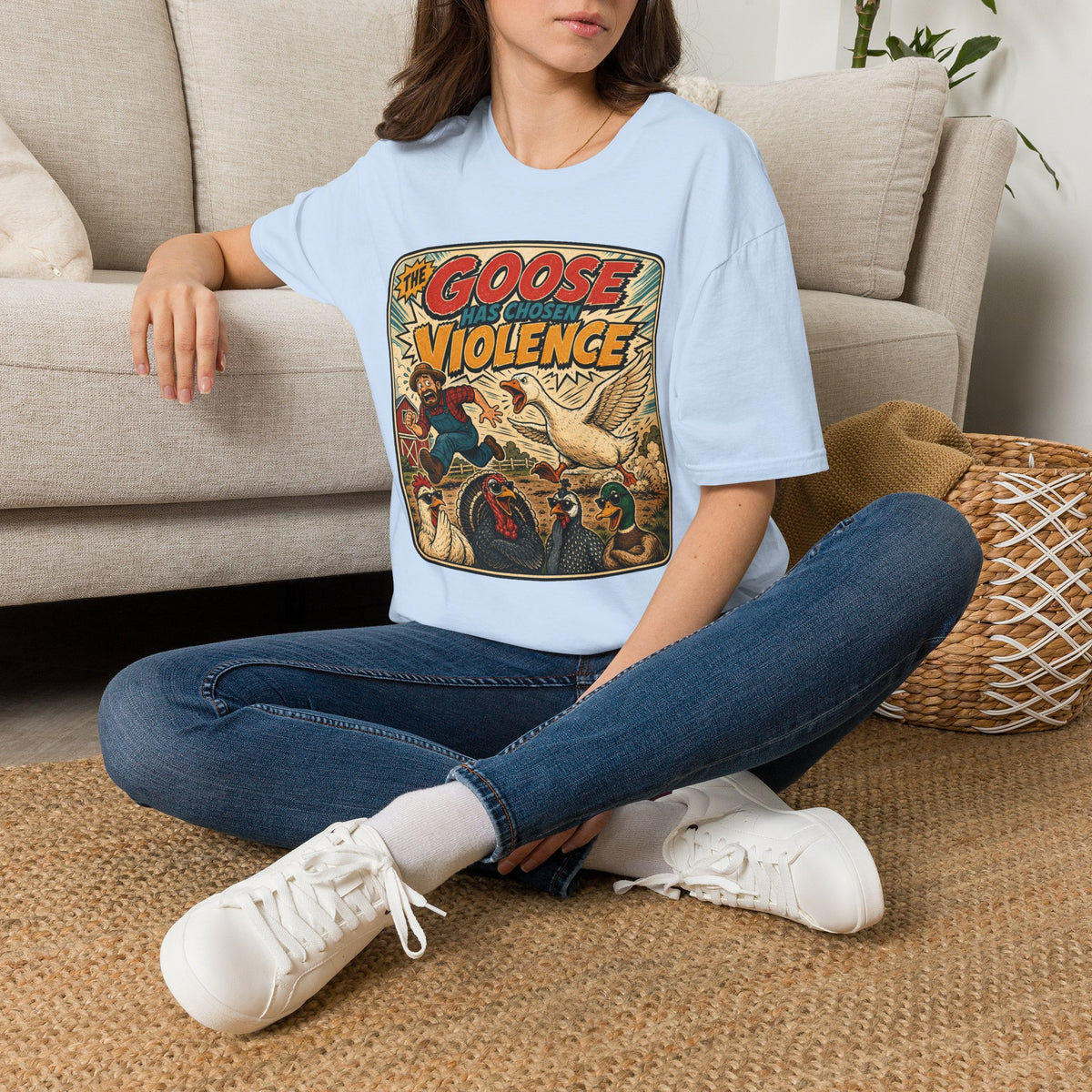 The Goose Has Chosen Violence T-Shirt — Funny Farmyard Chaos Tee