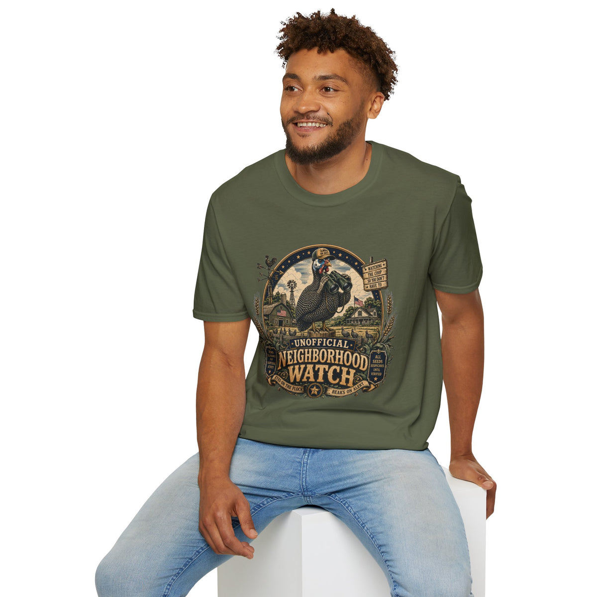 Guinea Fowl Neighborhood Watch T-Shirt — Watching The Coop So You Don't Have To Tee