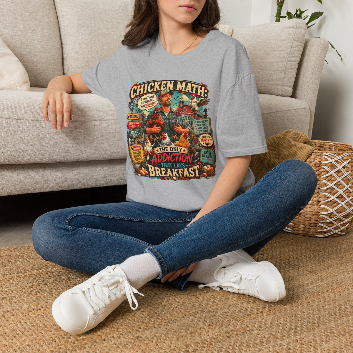 The Only Addiction That Lays Breakfast T-Shirt — Chicken Math Graphic Tee