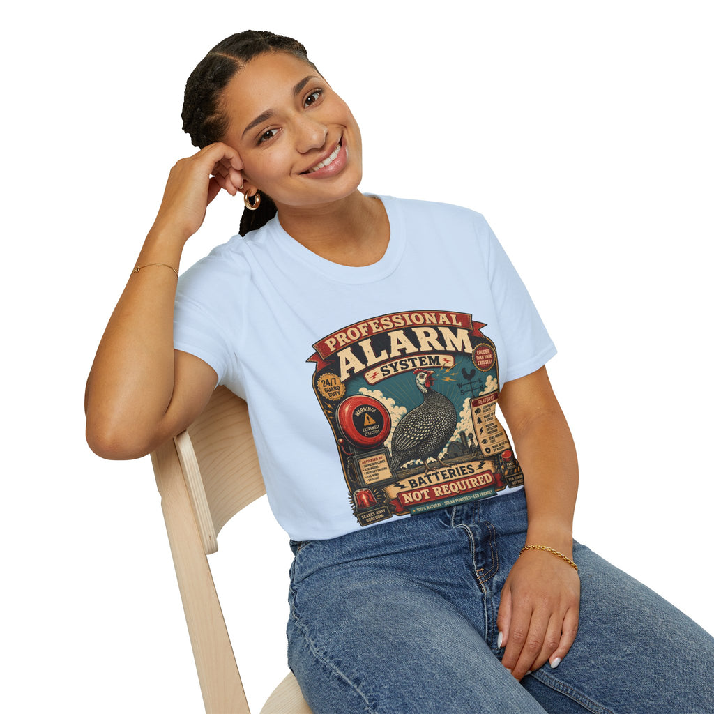 Professional Alarm System Guinea Fowl T-Shirt — Batteries Not Required Tee