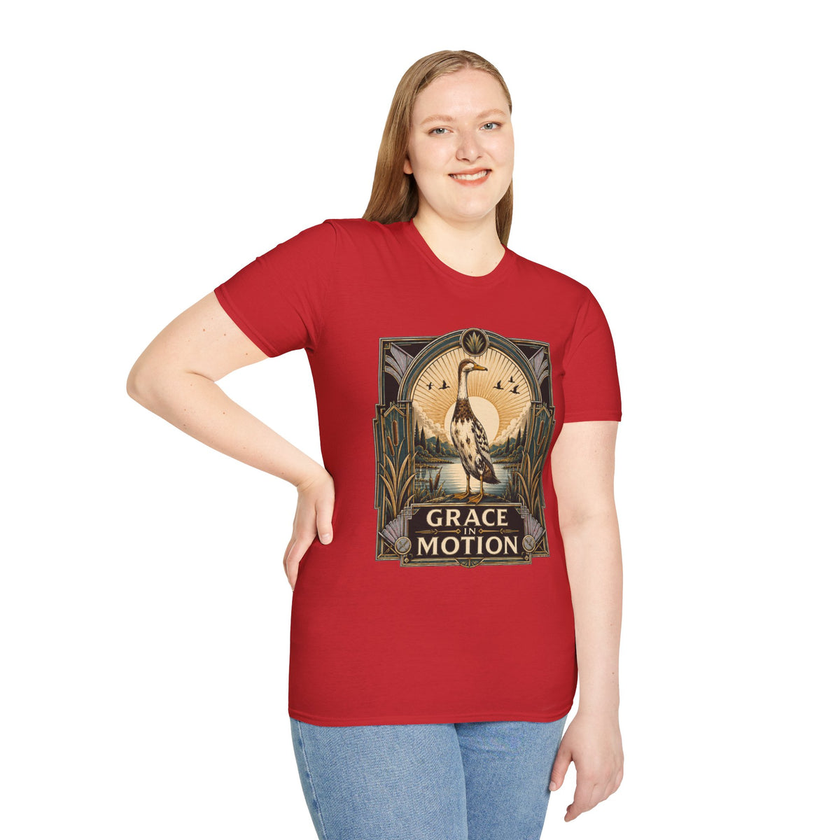Grace in Motion Indian Runner T-Shirt — Elegant Duck Portrait Tee