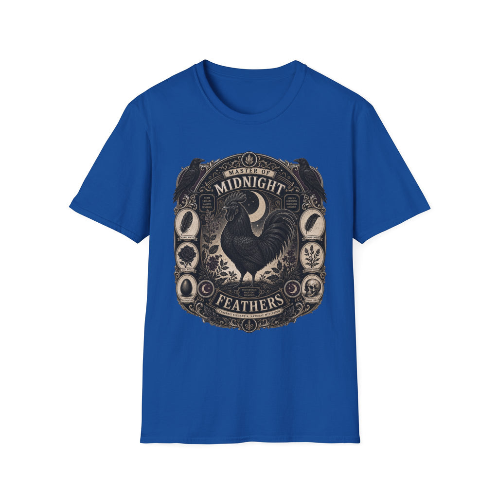 Master of Midnight Feathers Ayam Cemani T-Shirt — Gothic Rooster Graphic Tee