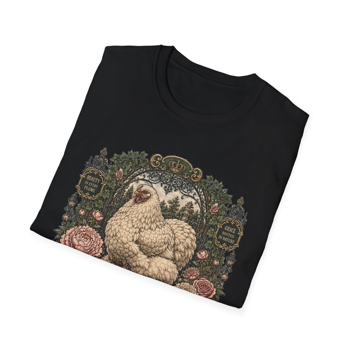 Queen of the Feathered Garden Cochin T-Shirt — Elegant Victorian Hen Tee