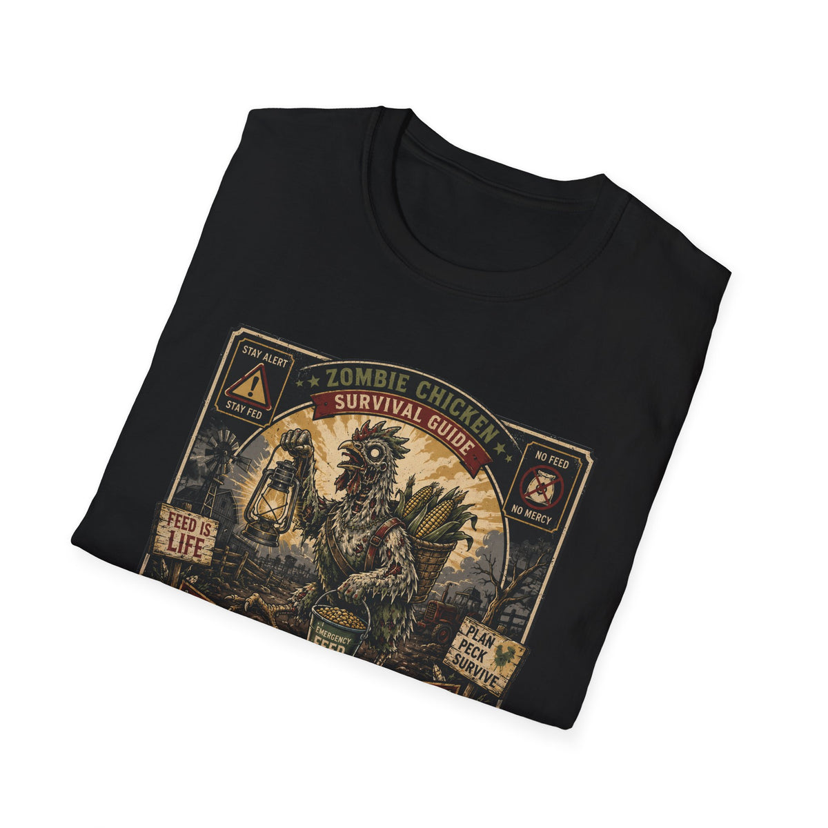 Zombie Chicken Survival Guide T-Shirt — Funny Flock Apocalypse Tee