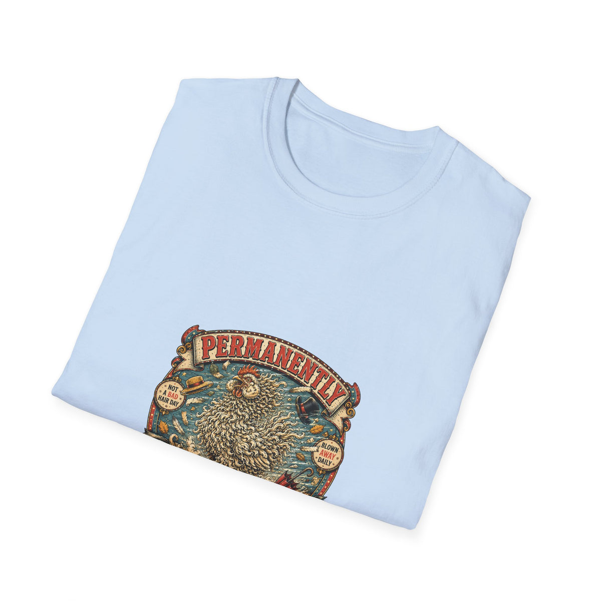 Permanently Windswept Frizzle T-Shirt — Curly Feather Novelty Tee