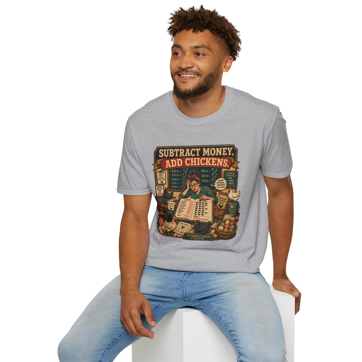 Subtract Money Add Chickens T-Shirt — Chicken Math Budget Tee