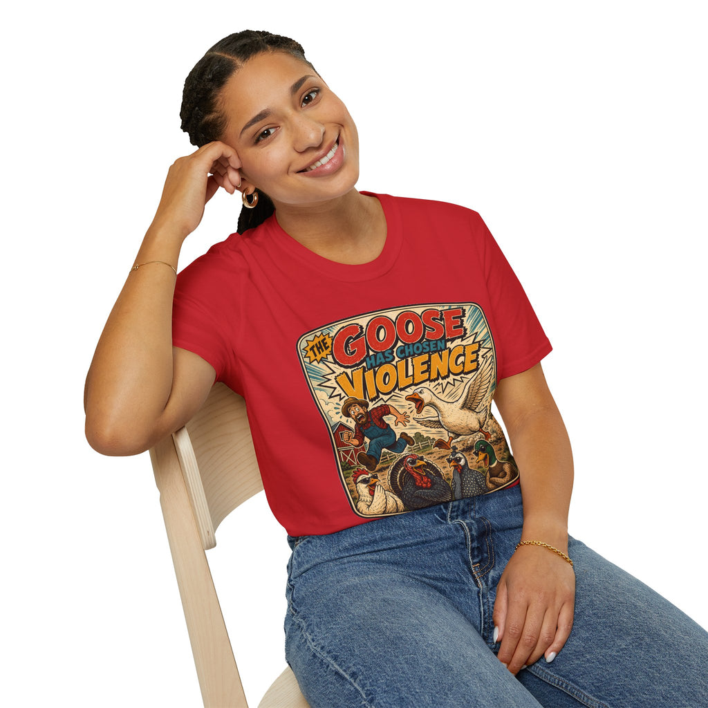 The Goose Has Chosen Violence T-Shirt — Funny Farmyard Chaos Tee