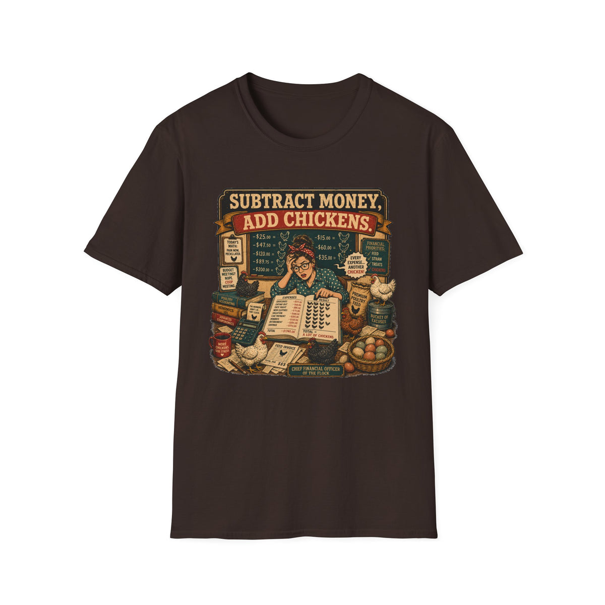 Subtract Money Add Chickens T-shirt, photo 4