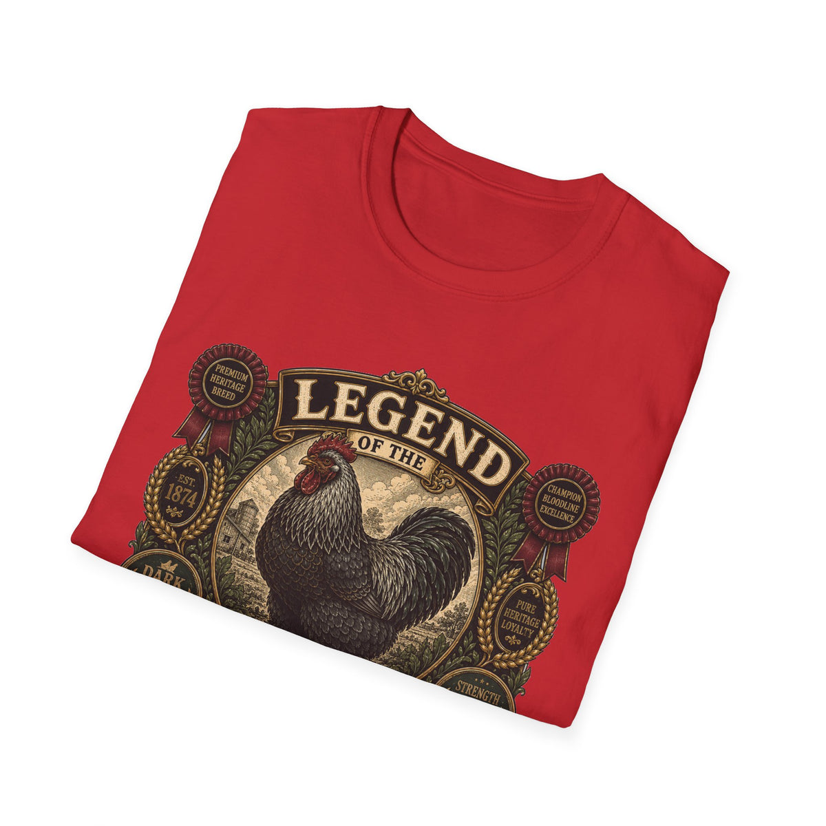 Legend of the Barnyard Dark Brahma T-Shirt — Vintage Rooster Label Tee