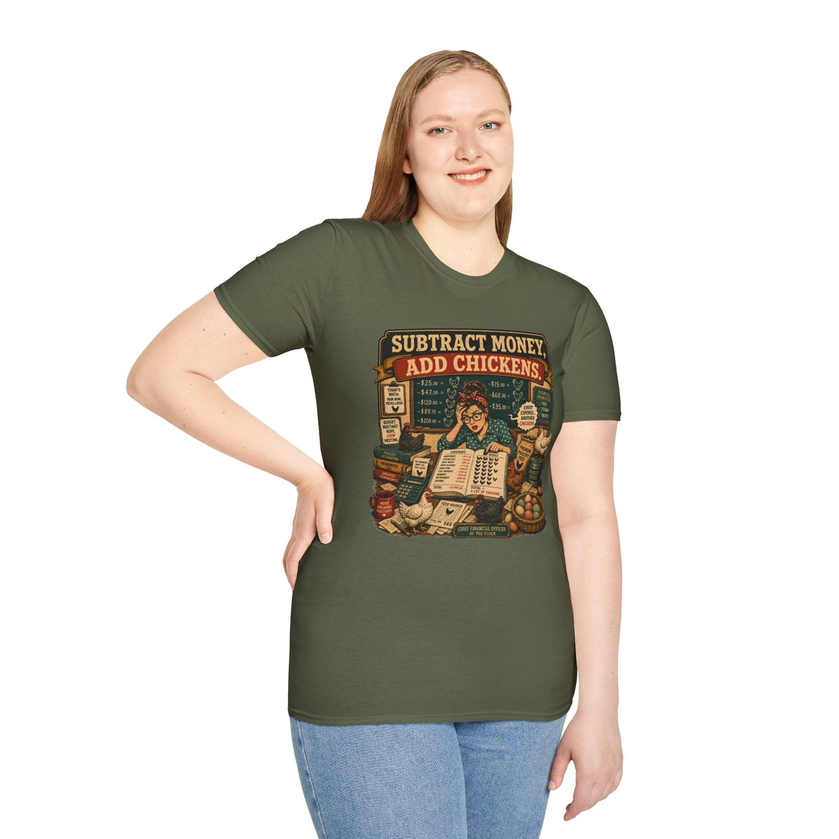 Subtract Money Add Chickens T-Shirt — Chicken Math Budget Tee