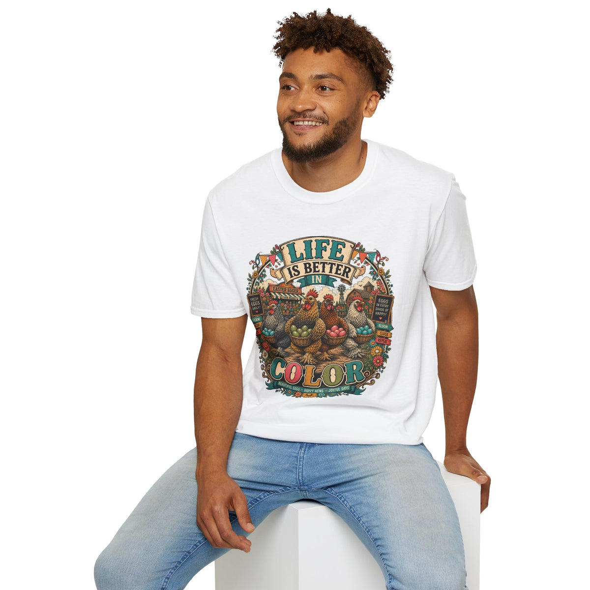 Colorful Farm Festival Easter Egger T-Shirt — Life is Better in Color Tee
