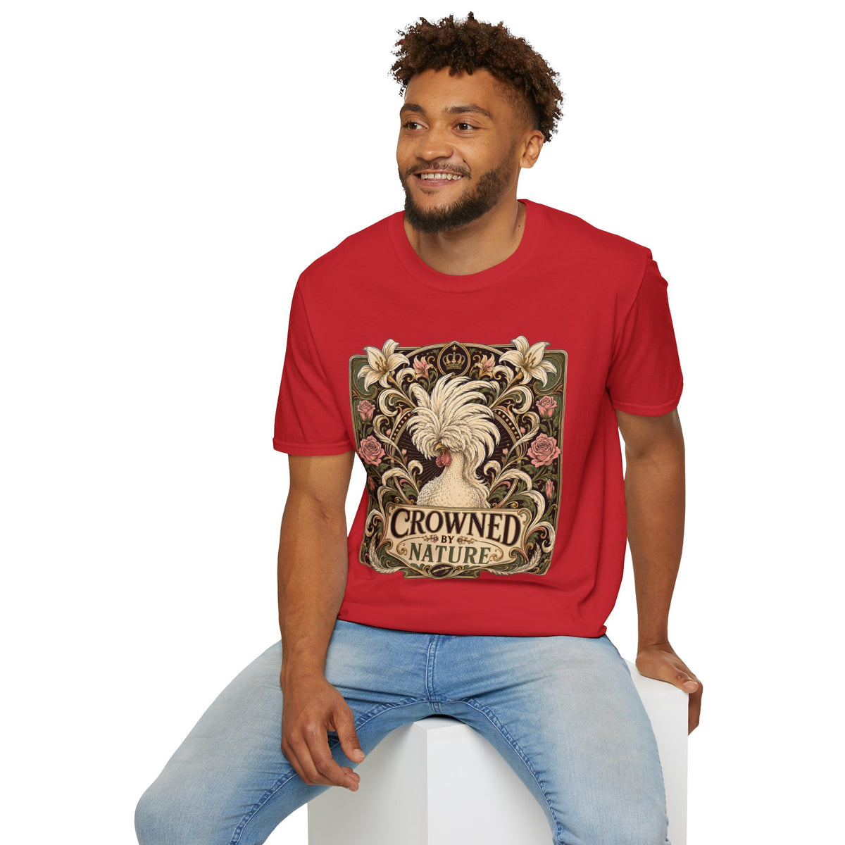 Crowned by Nature Polish Chicken T-Shirt — Vintage Botanical Hen Tee