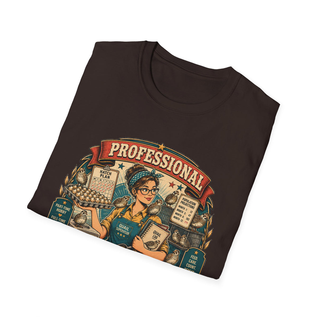Tiny Bird Enthusiast Badge T-Shirt — Quail Keeper Vintage Graphic Tee