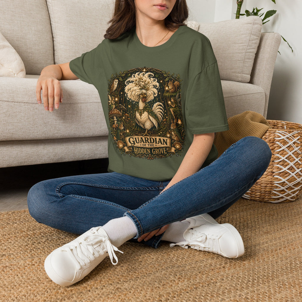 Guardian of the Hidden Grove Polish Chicken T-Shirt — Enchanted Forest Flock Tee
