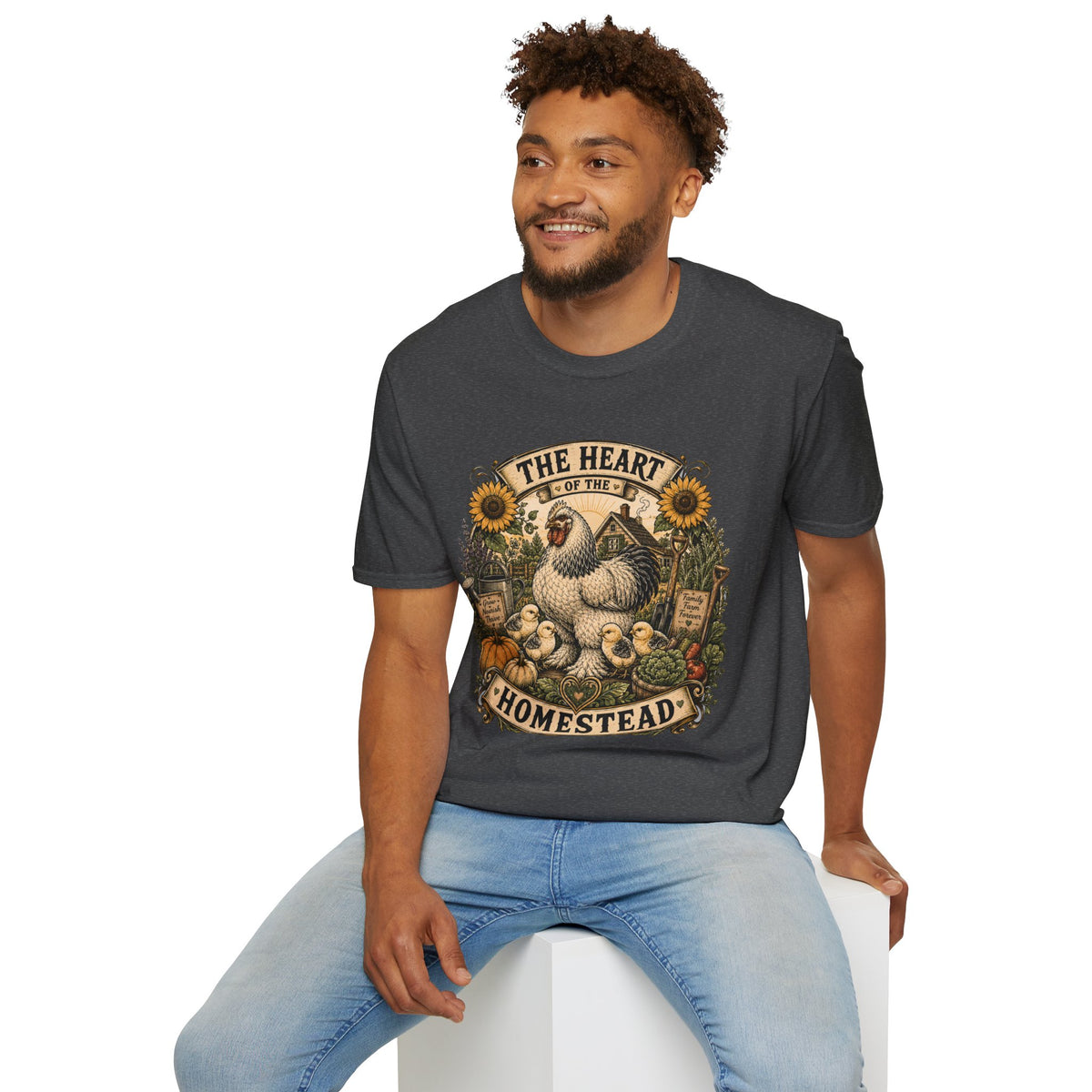 The Heart of the Homestead Brahma T-Shirt — Hen & Chicks Farmhouse Graphic Tee
