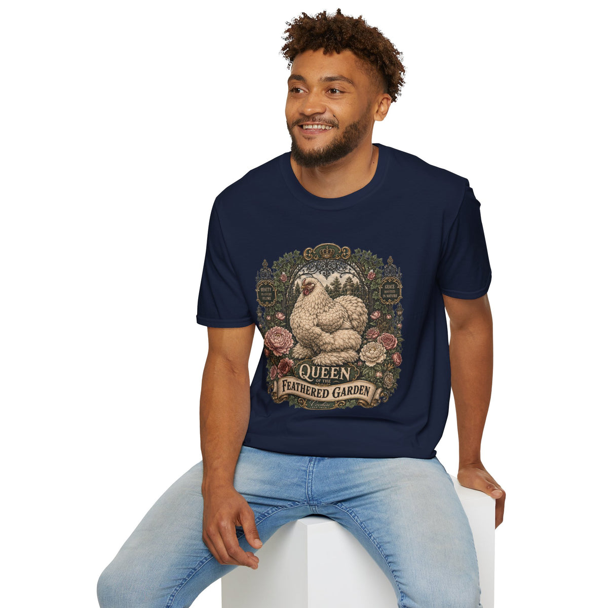 Queen of the Feathered Garden Cochin T-Shirt — Elegant Victorian Hen Tee