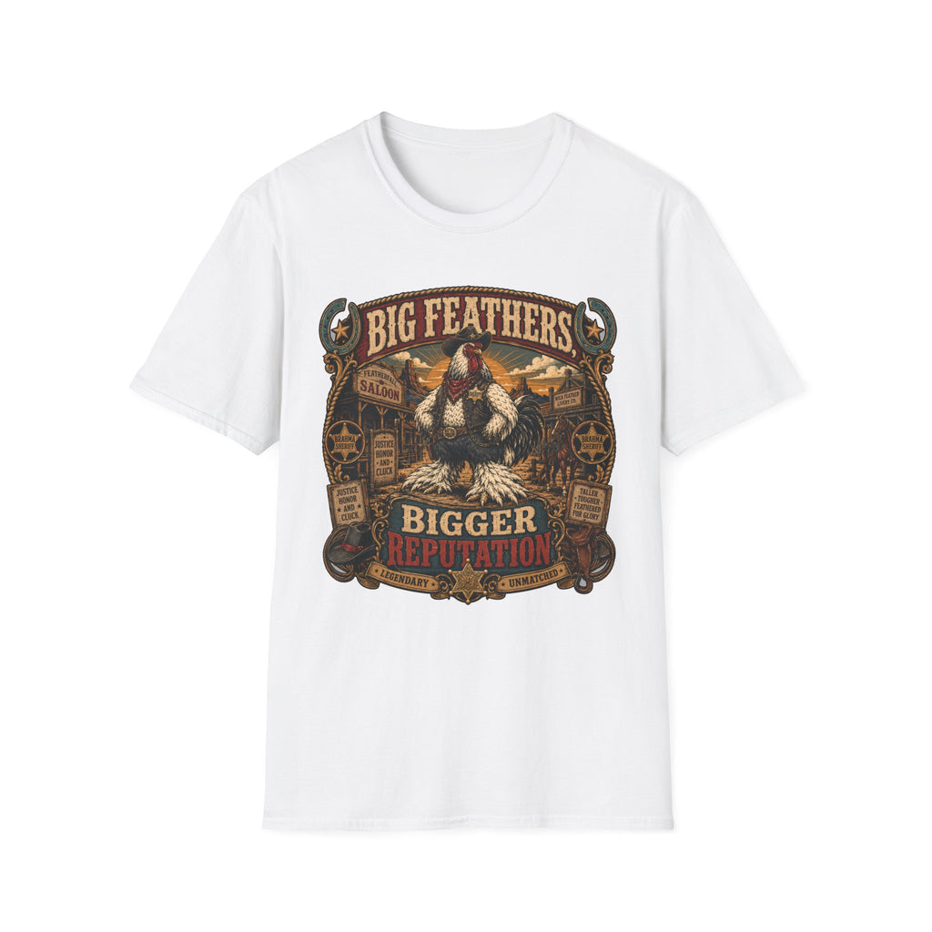 Big Feathers, Bigger Reputation Brahma T-Shirt — Bold Rooster Graphic Tee