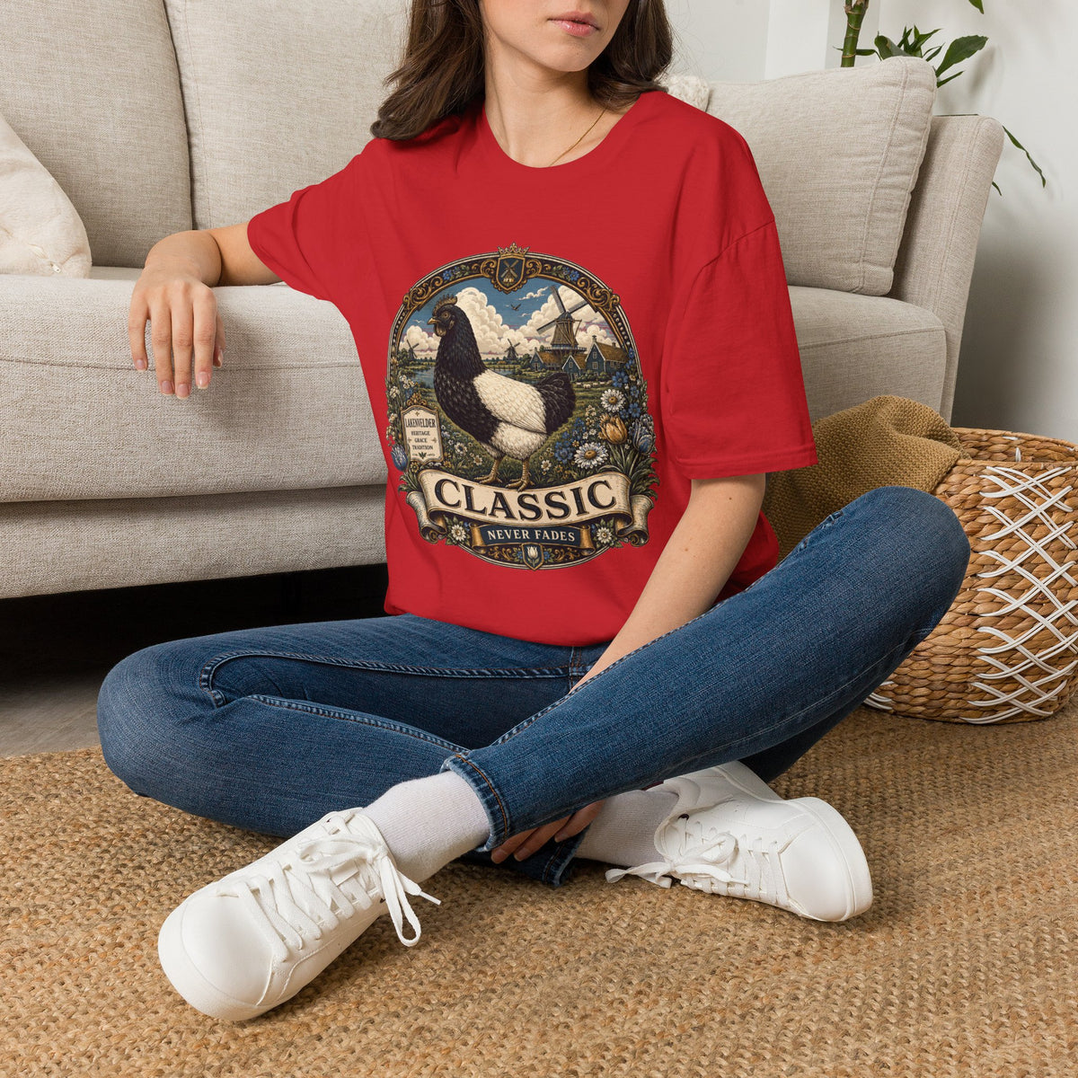 Lakenvelder Heritage Badge T-Shirt — Classic Never Fades Rooster Tee