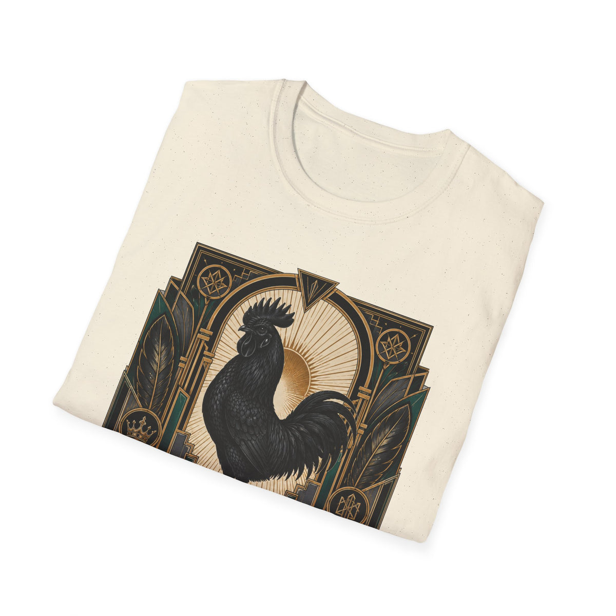 The Black Crown Ayam Cemani T-Shirt — Art Deco Rooster Graphic Tee