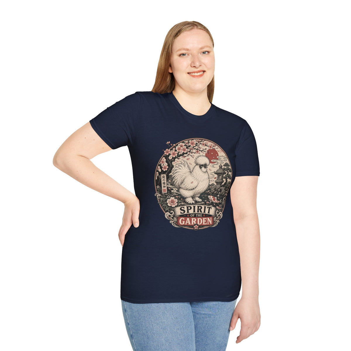 Blossom Garden Silkie T-Shirt — Japanese Woodblock Hen Tee