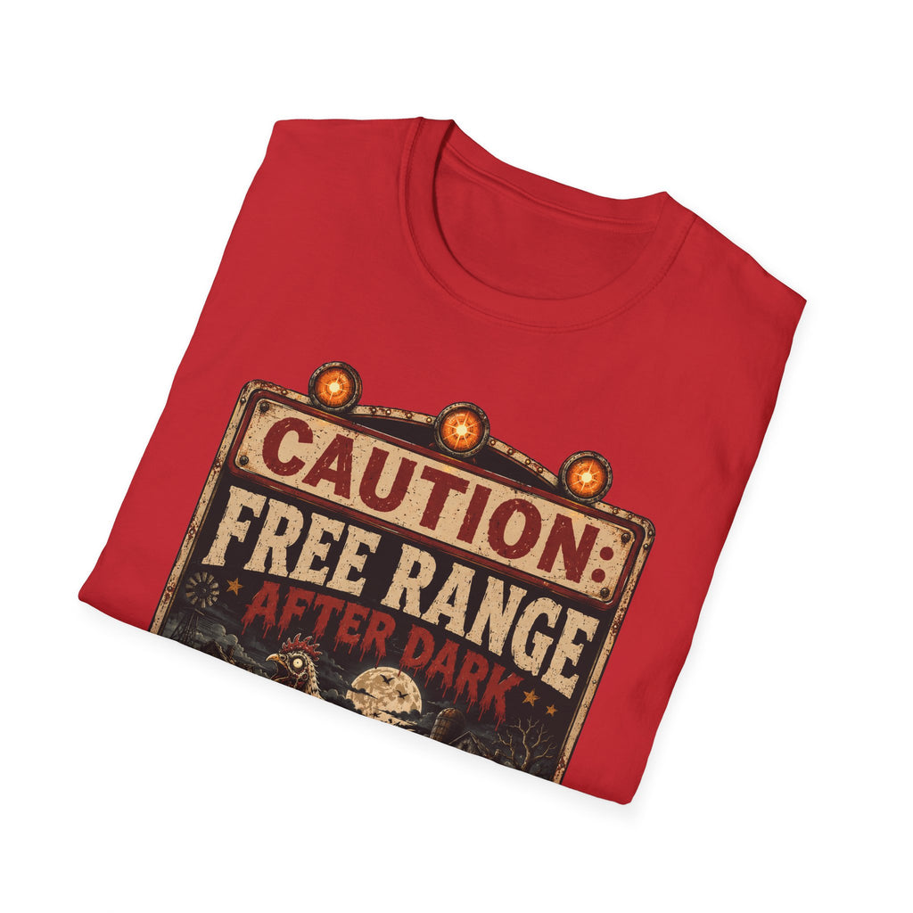 Zombie Chicken Crossing at Night T-Shirt — Spooky Halloween Poultry Tee