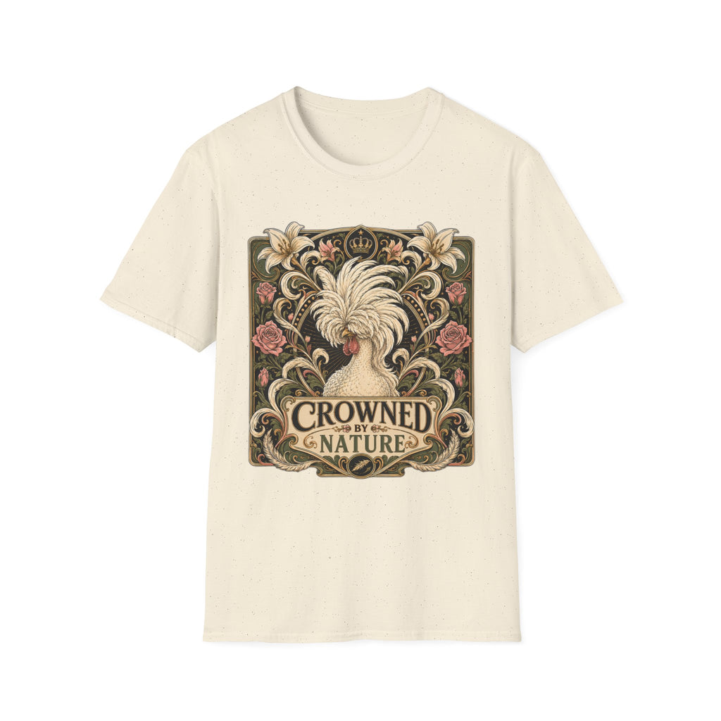 Crowned by Nature Polish Chicken T-Shirt — Vintage Botanical Hen Tee