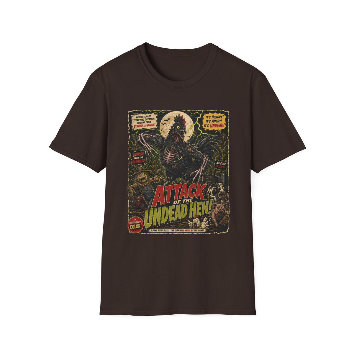 Attack of the Undead Hen Zombie Chicken T-shirt, photo 4