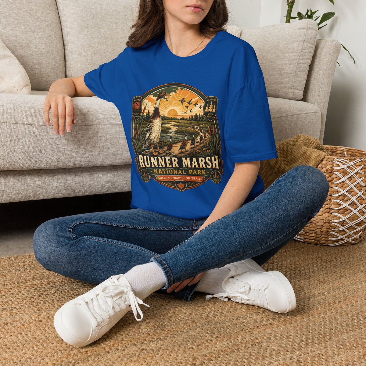 Runner Marsh National Park Badge T-Shirt — Indian Runner Duck Vintage Tee