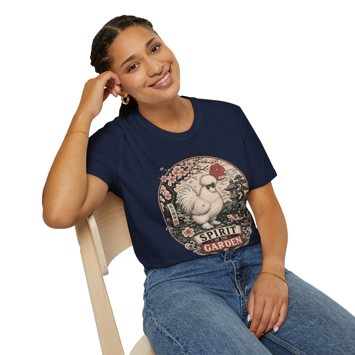 Blossom Garden Silkie T-Shirt — Japanese Woodblock Hen Tee