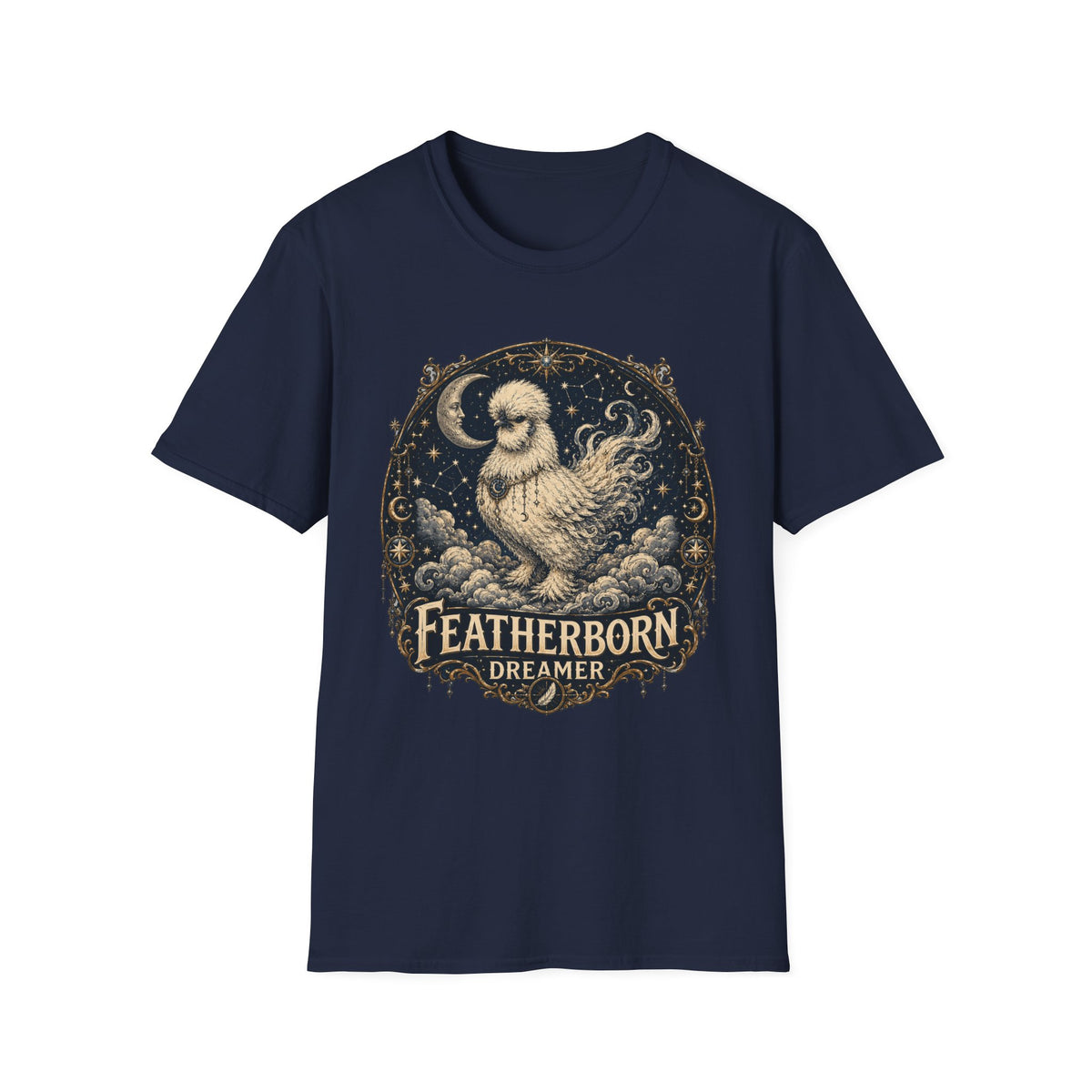 Featherborn Dreamer Silkie T-Shirt — Celestial Moonlit Hen Tee