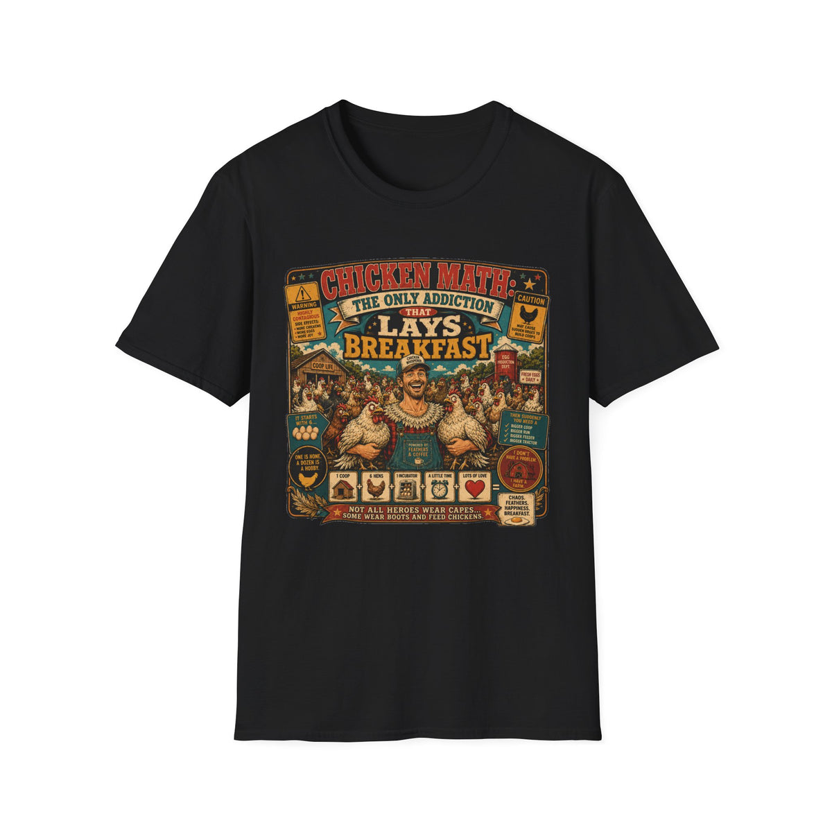 The Only Addiction That Lays Breakfast  —  Not All Heroes Wear Capes T-Shirt Tee