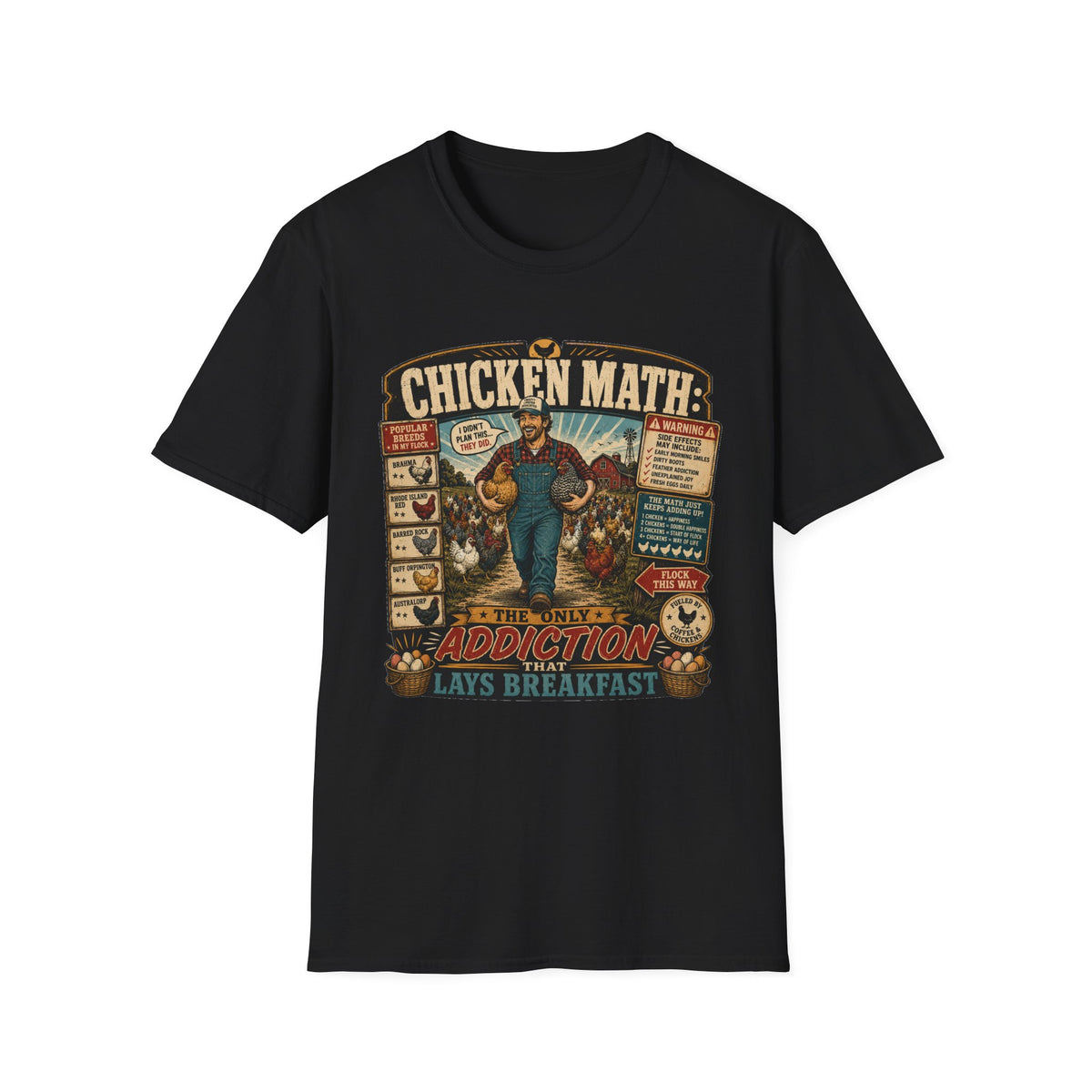 Chicken Math Farm Fun T-Shirt — Popular Breeds In My Flock Tee