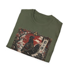 Shadow Samurai Ayam Cemani T-Shirt — Sunset Blossom Warrior Rooster Tee