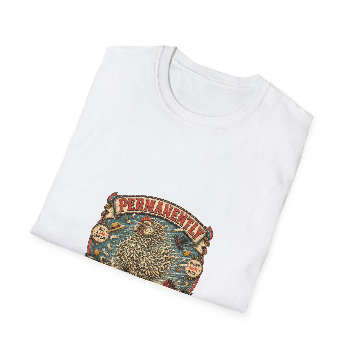 Permanently Windswept Frizzle T-Shirt — Curly Feather Novelty Tee