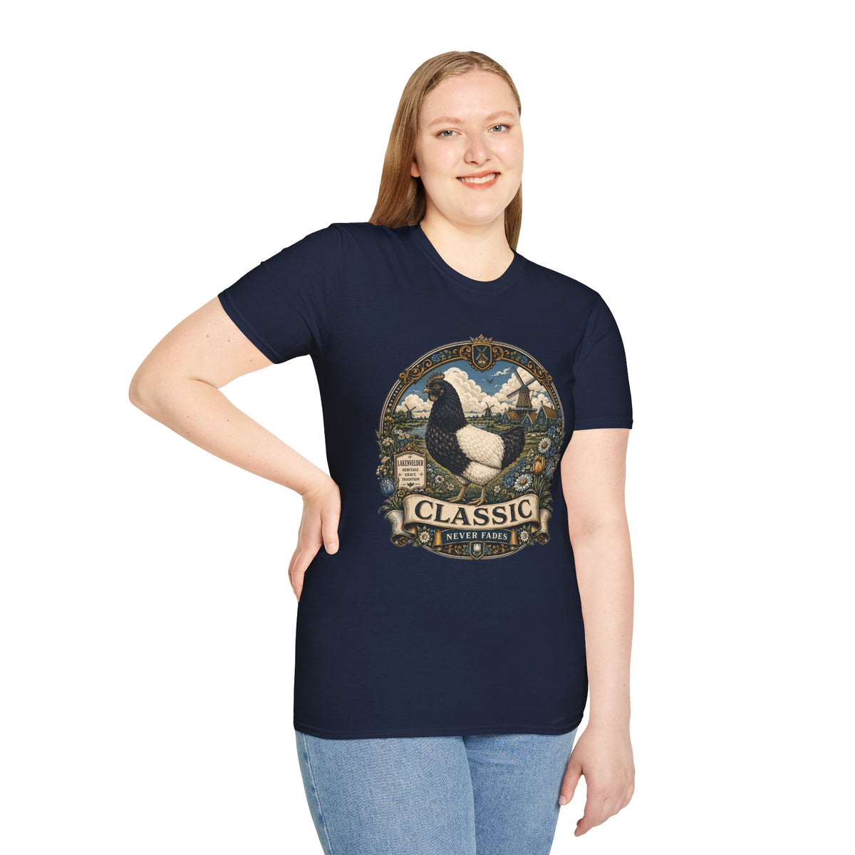 Lakenvelder Heritage Badge T-Shirt — Classic Never Fades Rooster Tee