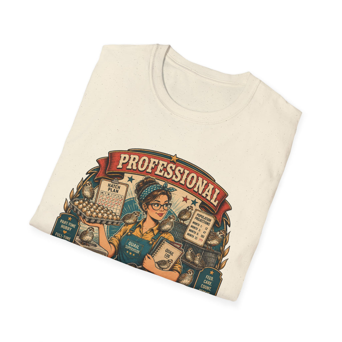 Tiny Bird Enthusiast Badge T-Shirt — Quail Keeper Vintage Graphic Tee