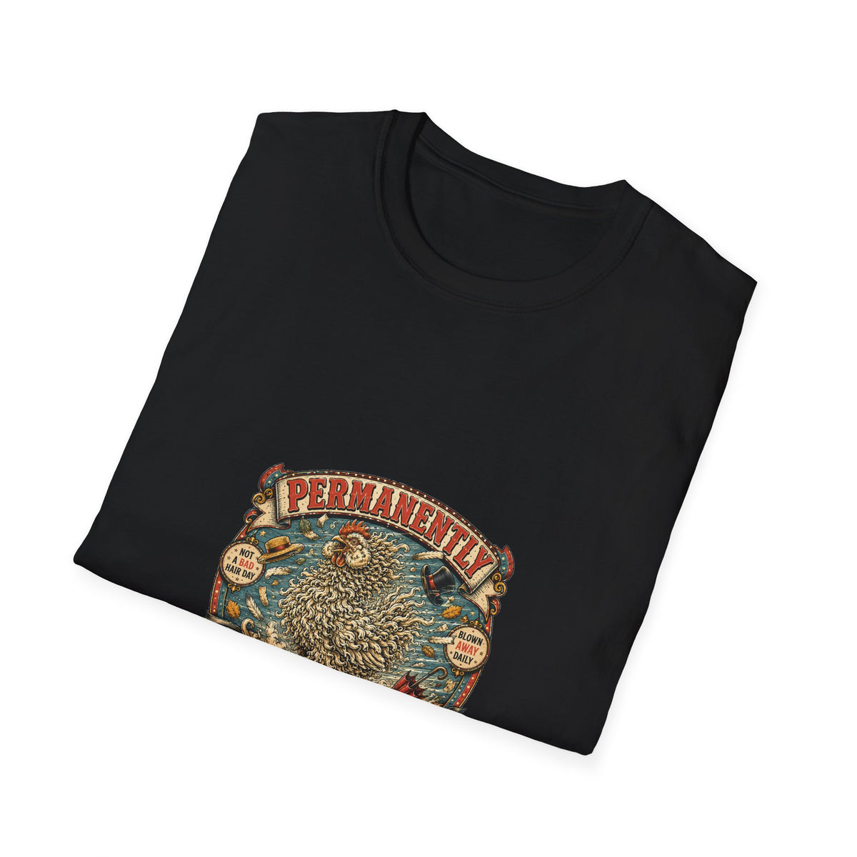 Permanently Windswept Frizzle T-Shirt — Curly Feather Novelty Tee