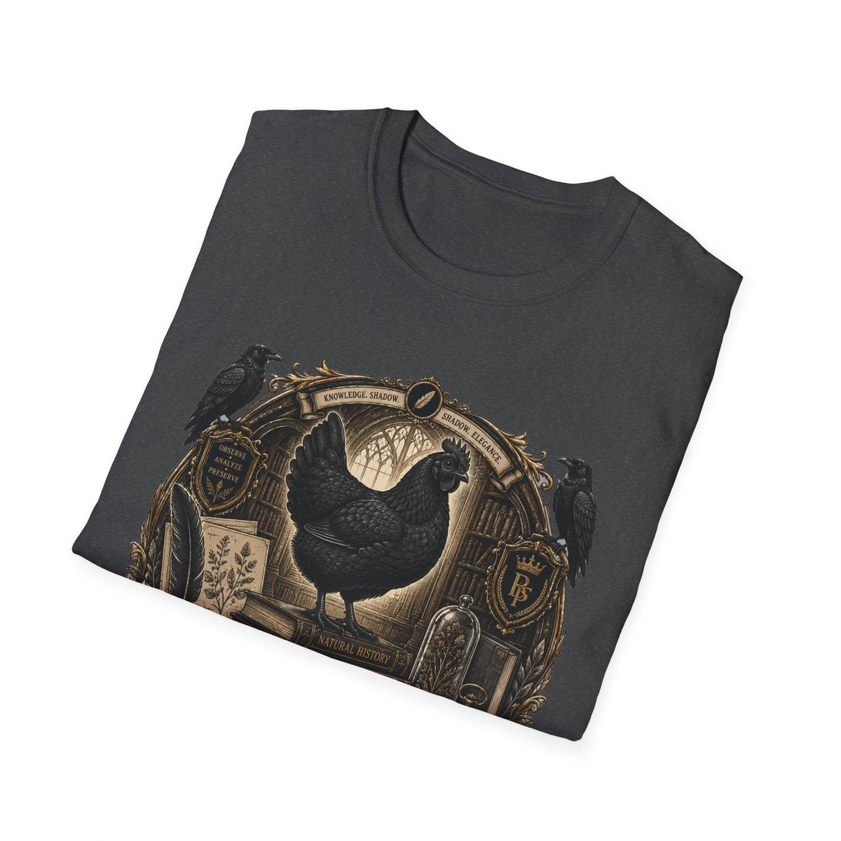 The Black Feather Society Ayam Cemani T-Shirt — Vintage Emblem Rooster Tee