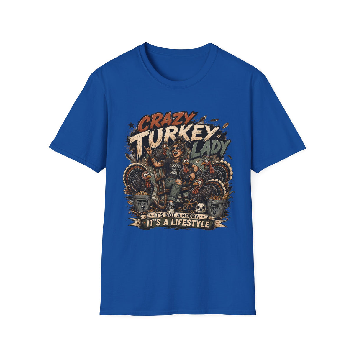 Crazy Turkey Lady Grunge Tee — Turkeys Before People