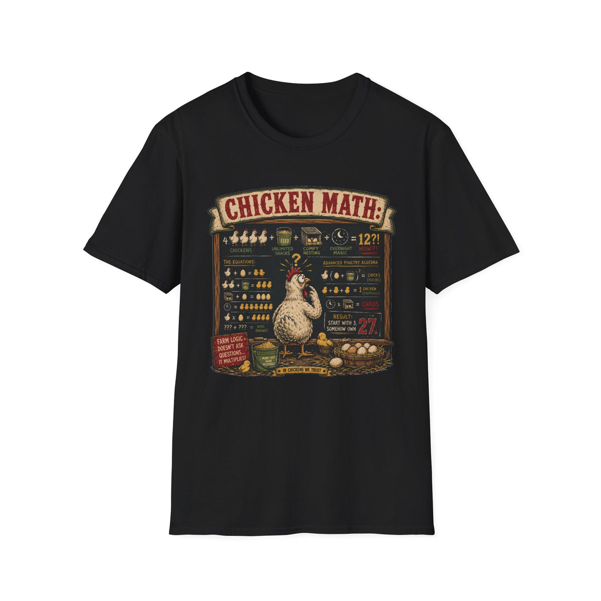 Advanced Poultry Algebra T-Shirt — Chicken Math Chaos Graphic Tee