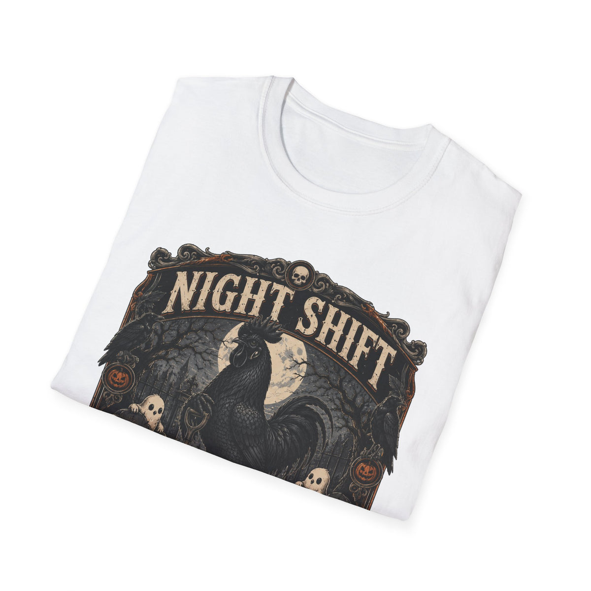 Night Shift Supervisor Ayam Cemani T-Shirt — Graveyard Rooster Graphic Tee