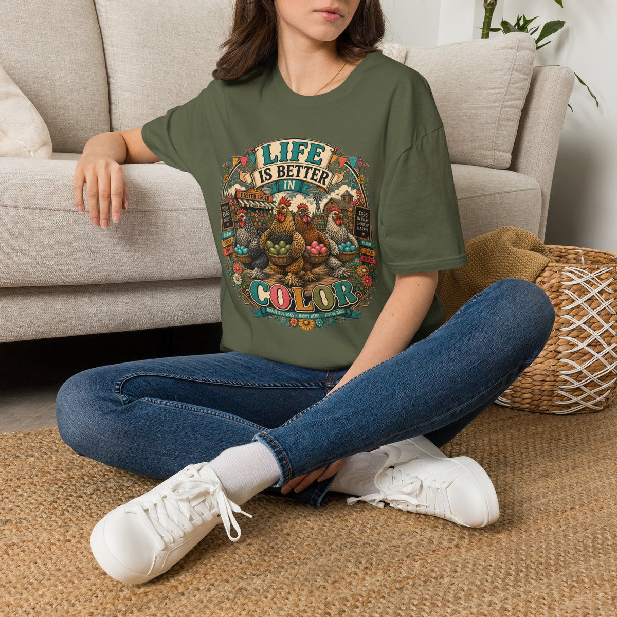 Colorful Farm Festival Easter Egger T-Shirt — Life is Better in Color Tee