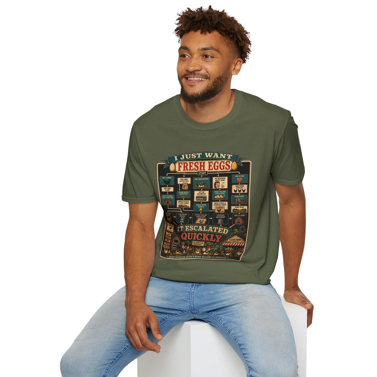 I Just Want Fresh Eggs T-Shirt — It Escalated Quickly Graphic Tee