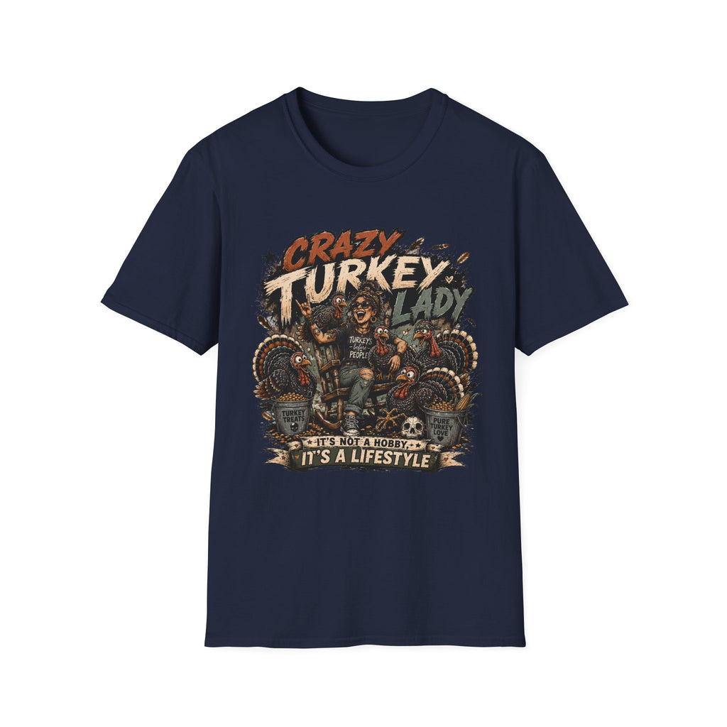 Crazy Turkey Lady Grunge Tee — Turkeys Before People