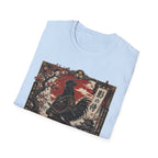 Shadow Samurai Ayam Cemani T-Shirt — Sunset Blossom Warrior Rooster Tee